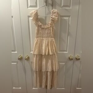 Ruffled Cream Tiered Dress by Noralee